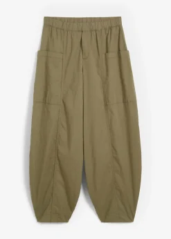 bonprix bonprix Pantalones>Pantalón de sarga ligero, ajuste bombacho Verde oliva