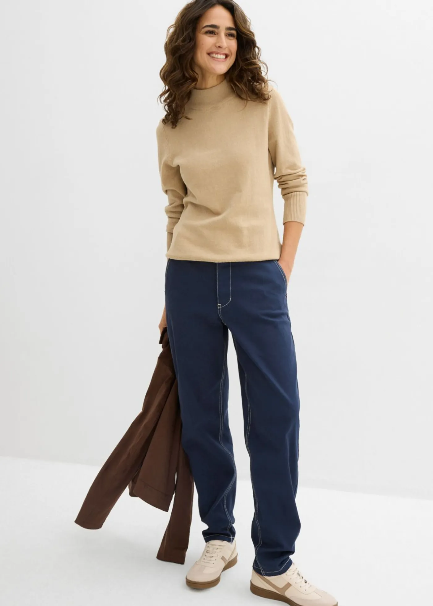 Mujer bonprix bonprix Pantalón de sarga tipo barrel