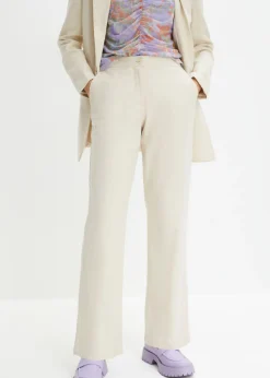 Mujer bonprix bonprix Pantalón de talle alto de mezcla de lino y viscosa