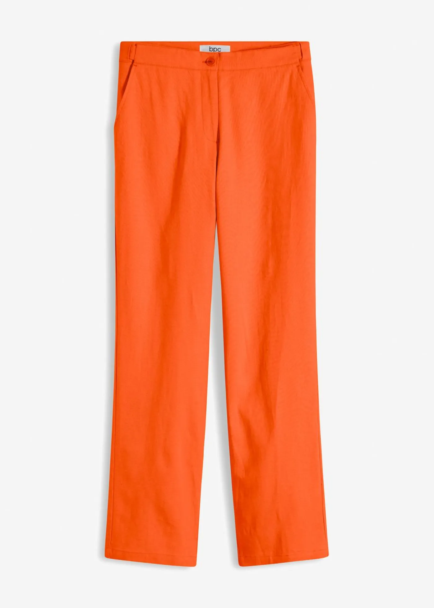 bonprix bonprix Pantalones>Pantalón de talle alto de mezcla de lino y viscosa Naranja cálido