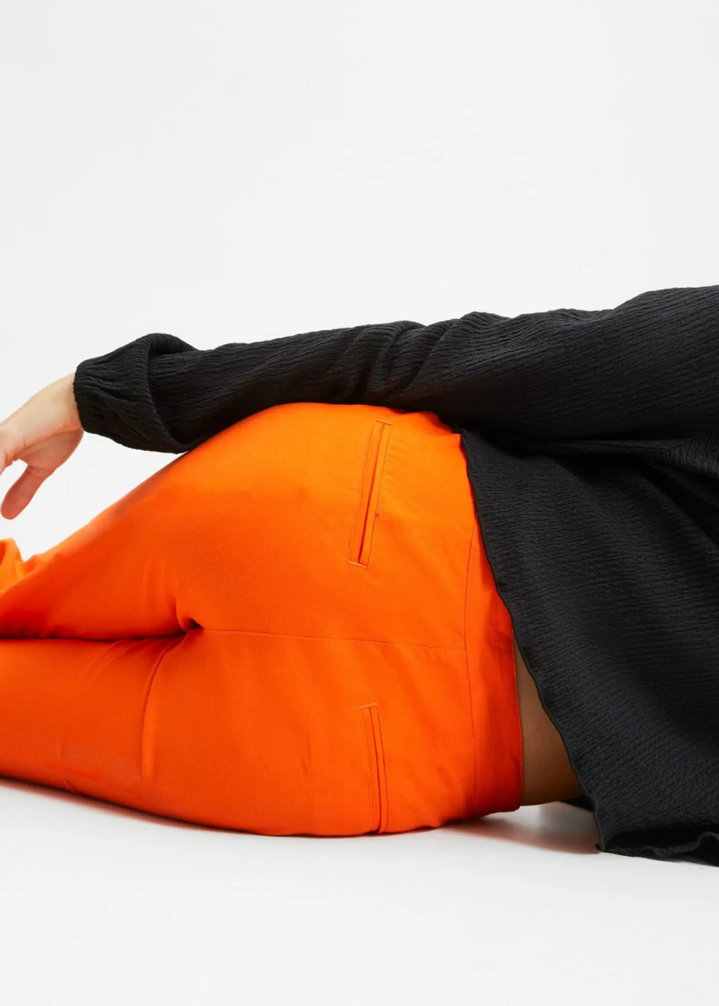 bonprix bonprix Pantalones>Pantalón de talle alto de mezcla de lino y viscosa Naranja cálido