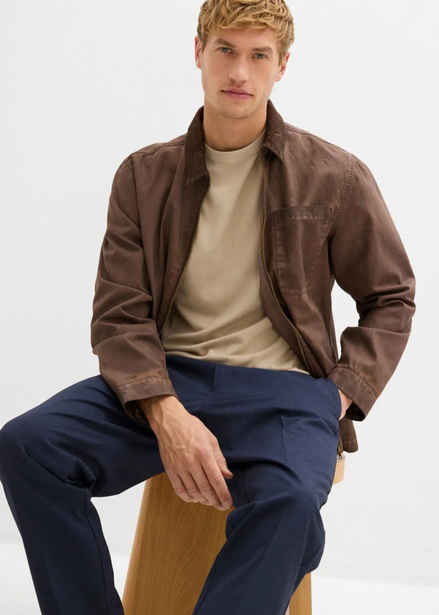 bonprix bonprix Trajes|Pantalones>Pantalón de traje con corte informal azul marino moteado