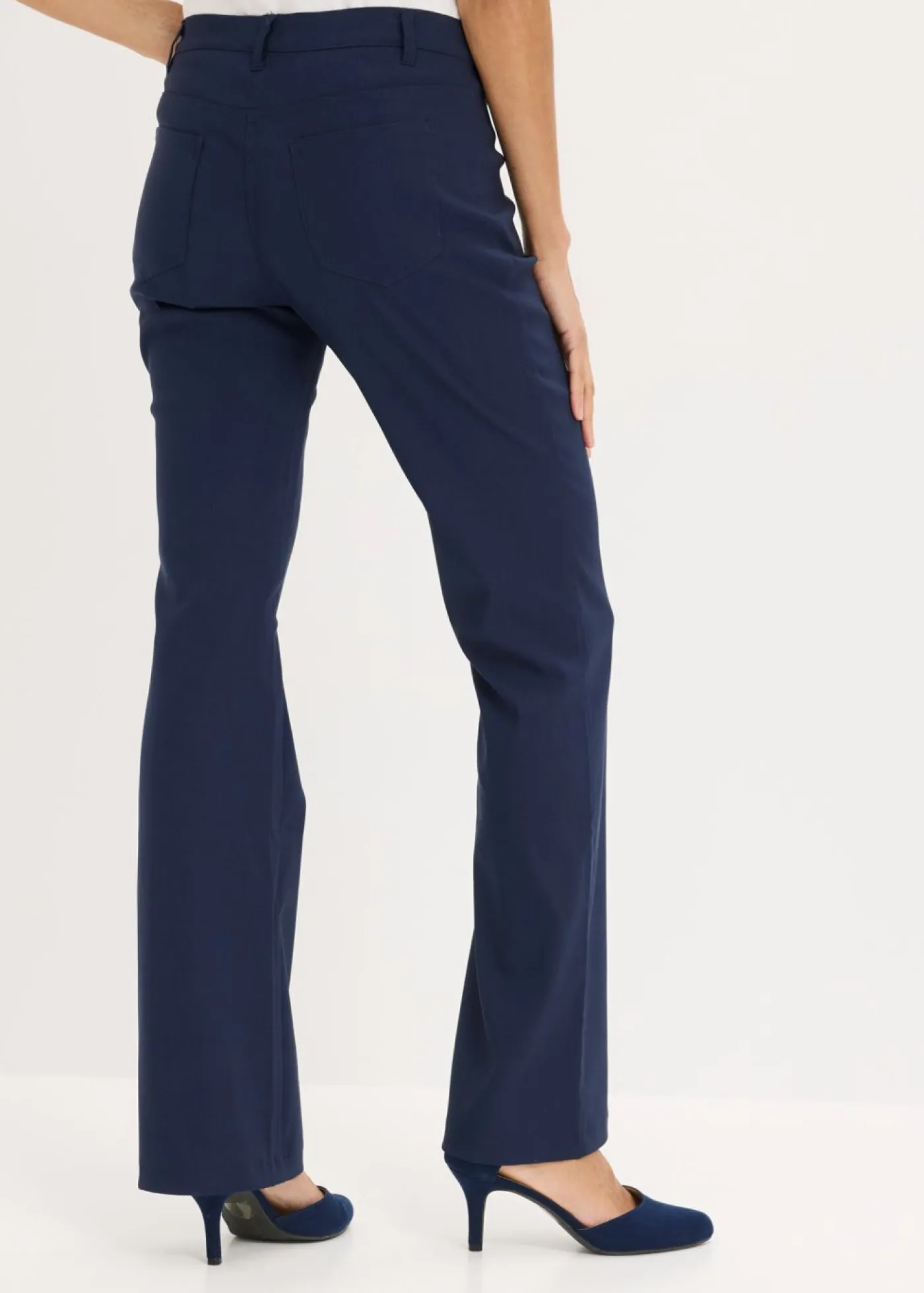 bonprix bonprix Pantalones|Tallas Pequeñas>Pantalón elástico, bootcut Azul marino