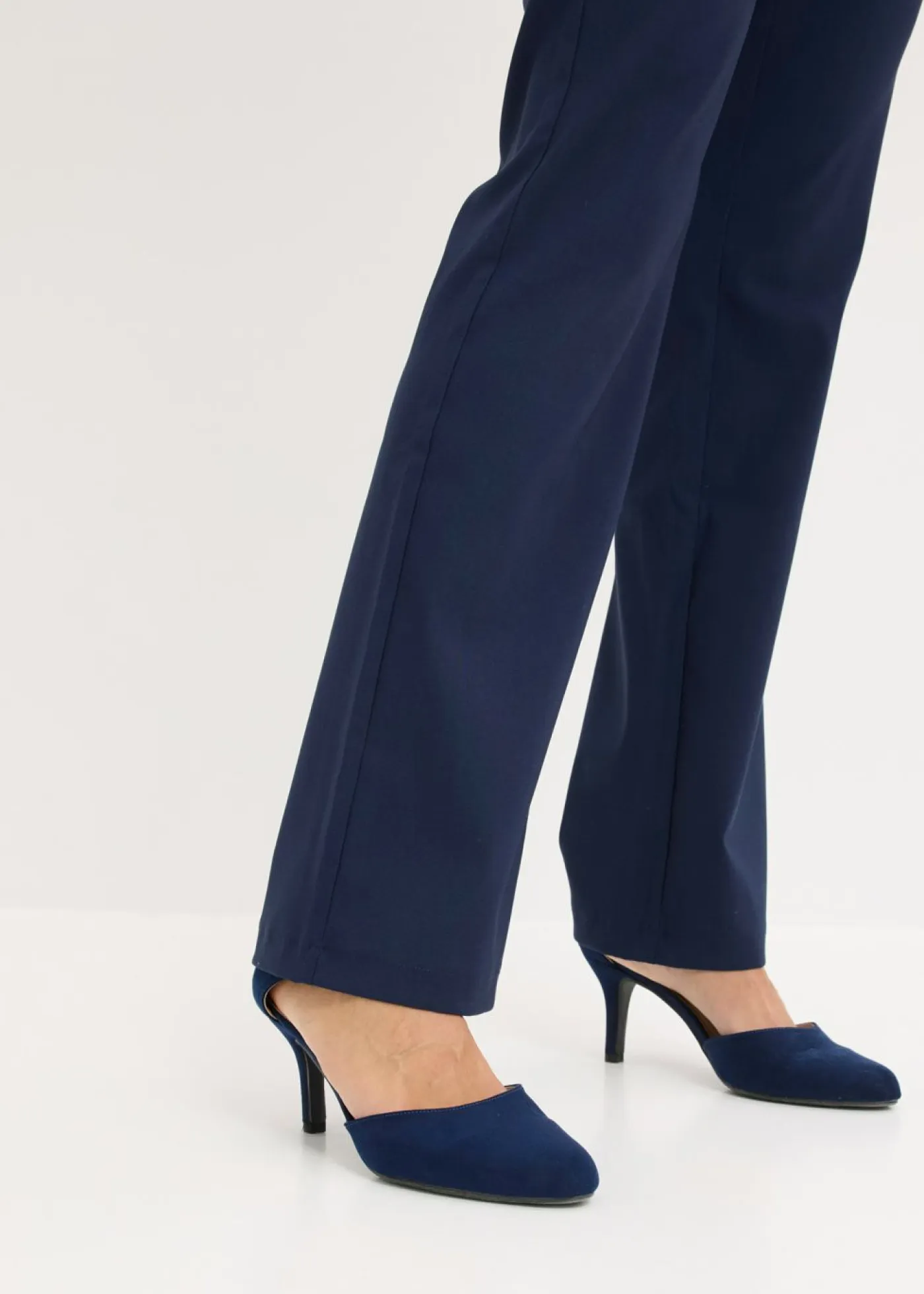 bonprix bonprix Pantalones|Tallas Pequeñas>Pantalón elástico, bootcut Azul marino