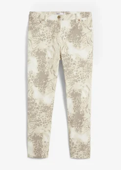 bonprix bonprix Pantalones>Pantalón elástico capri con estampado estampado leo beige