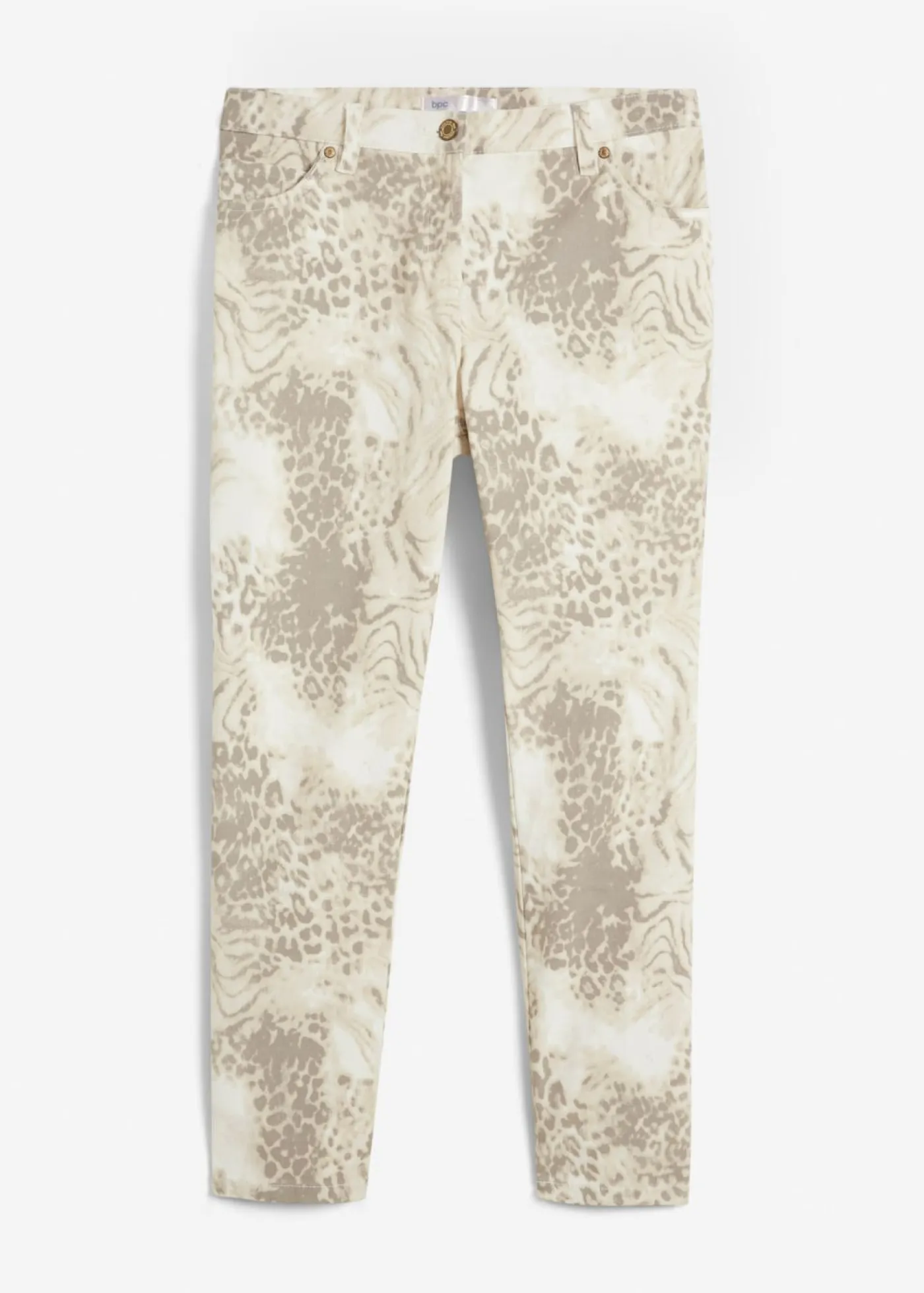 bonprix bonprix Pantalones>Pantalón elástico capri con estampado estampado leo beige