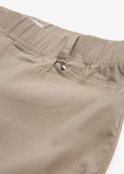 bonprix bonprix Pantalones|Tallas Pequeñas>Pantalón elástico con cintura antideslizante Marrón grisáceo