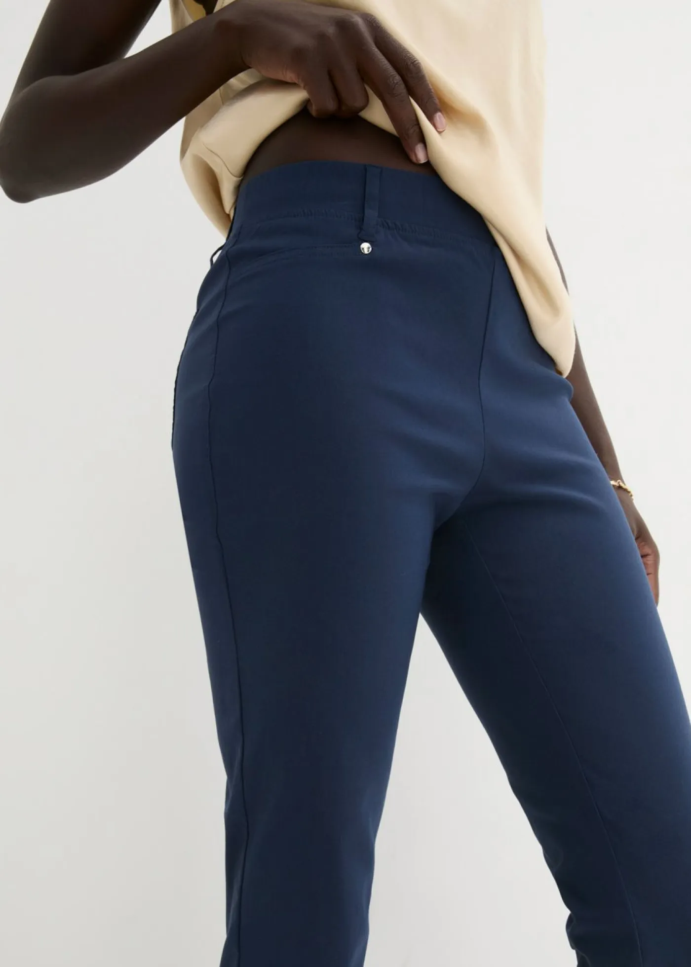 bonprix bonprix Pantalones|Tallas Pequeñas>Pantalón elástico con cintura antideslizante Azul marino