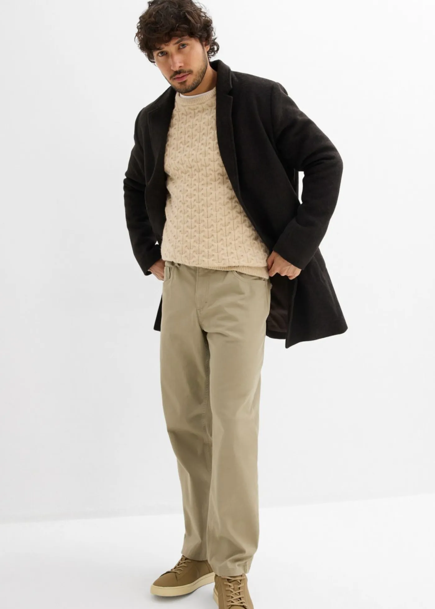 bonprix bonprix Básicos En Rebajas|Pantalones>Pantalón elástico con corte informal, cinturilla elástica y forma recta Caqui nuevo