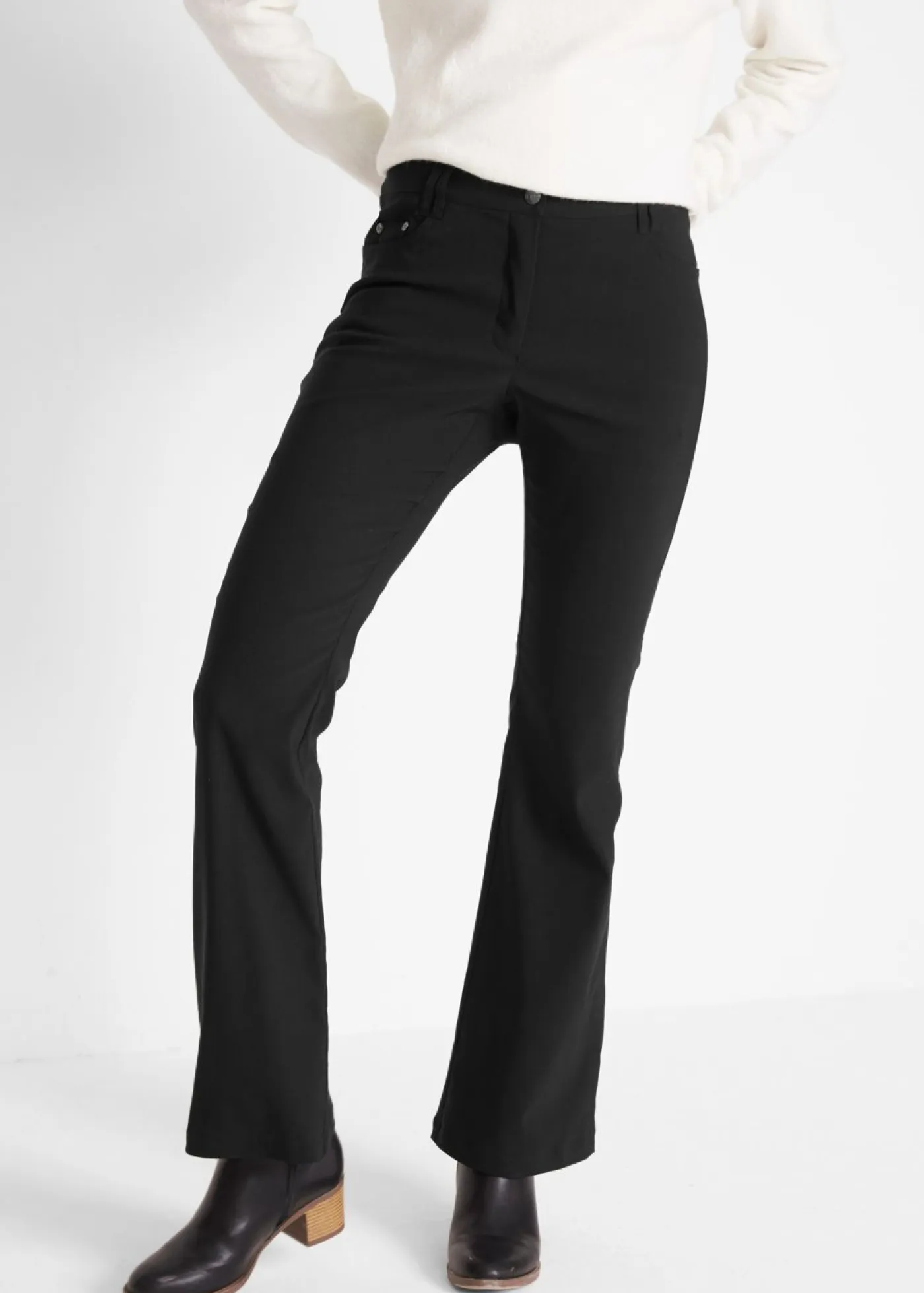 bonprix bonprix Pantalones>Pantalón elástico con viscosa Negro