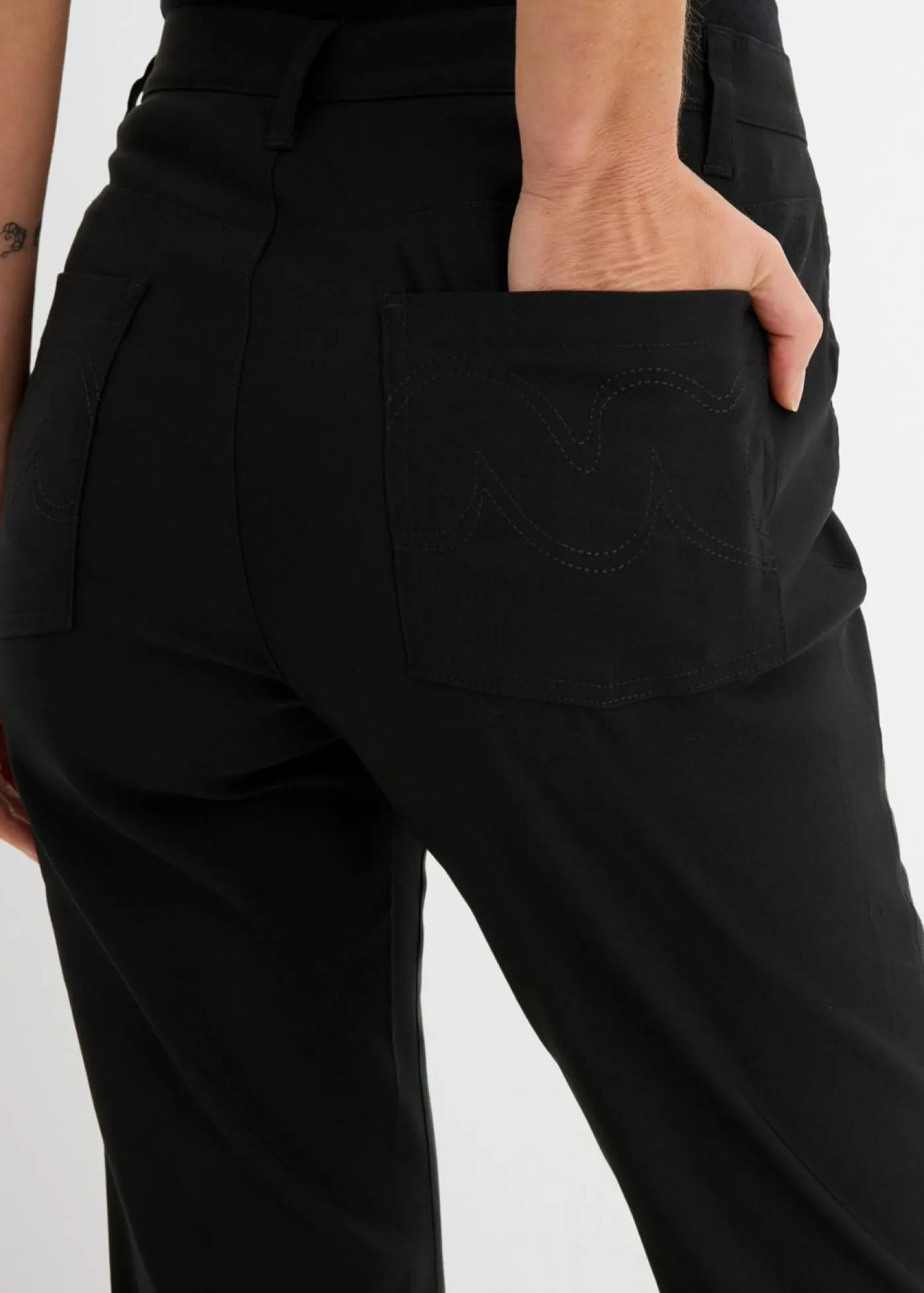 bonprix bonprix Pantalones>Pantalón elástico de bengalina, bootcut Negro