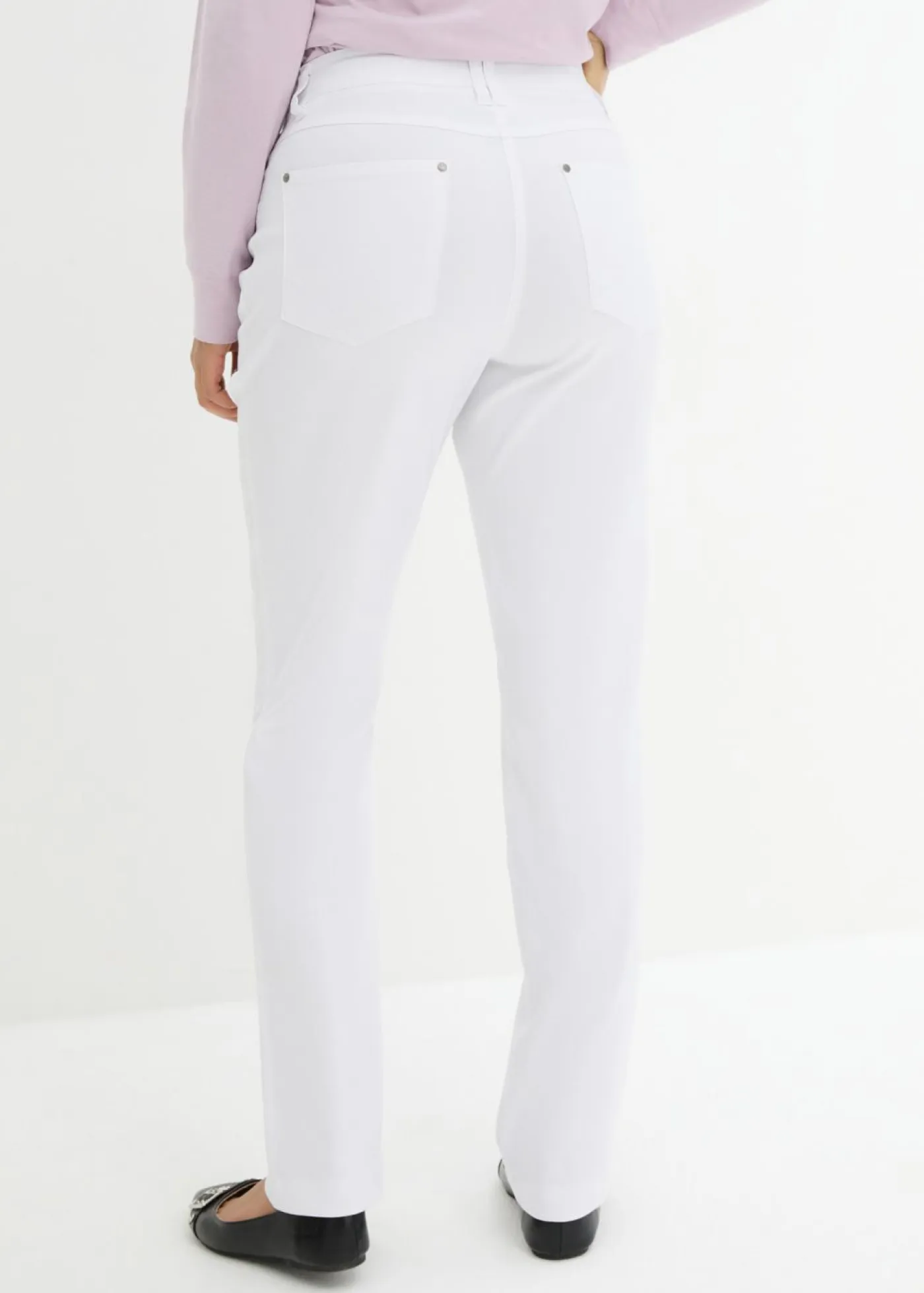 bonprix bonprix Pantalones>Pantalón elástico de bengalina con cintura cómoda de corte recto Blanco