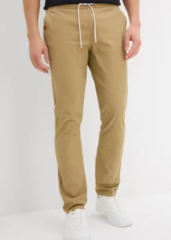 bonprix bonprix Pantalones>Pantalón elástico de corte regular y recto Marrón caqui