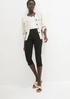 Mujer bonprix bonprix Pantalón elástico de corte capri con cintura elástica
