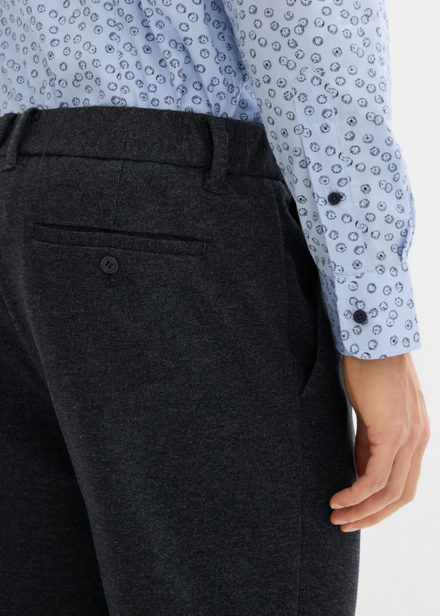 bonprix bonprix Pantalones>Pantalón elástico de traje con cinturilla cómoda y corte regular Azul marino jaspeado