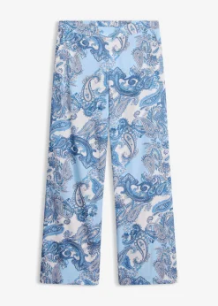 bonprix bonprix Conjuntos De Ropa|Pantalones>Pantalón estampado de viscosa fluida Blanco/azul claro con patrón paisley