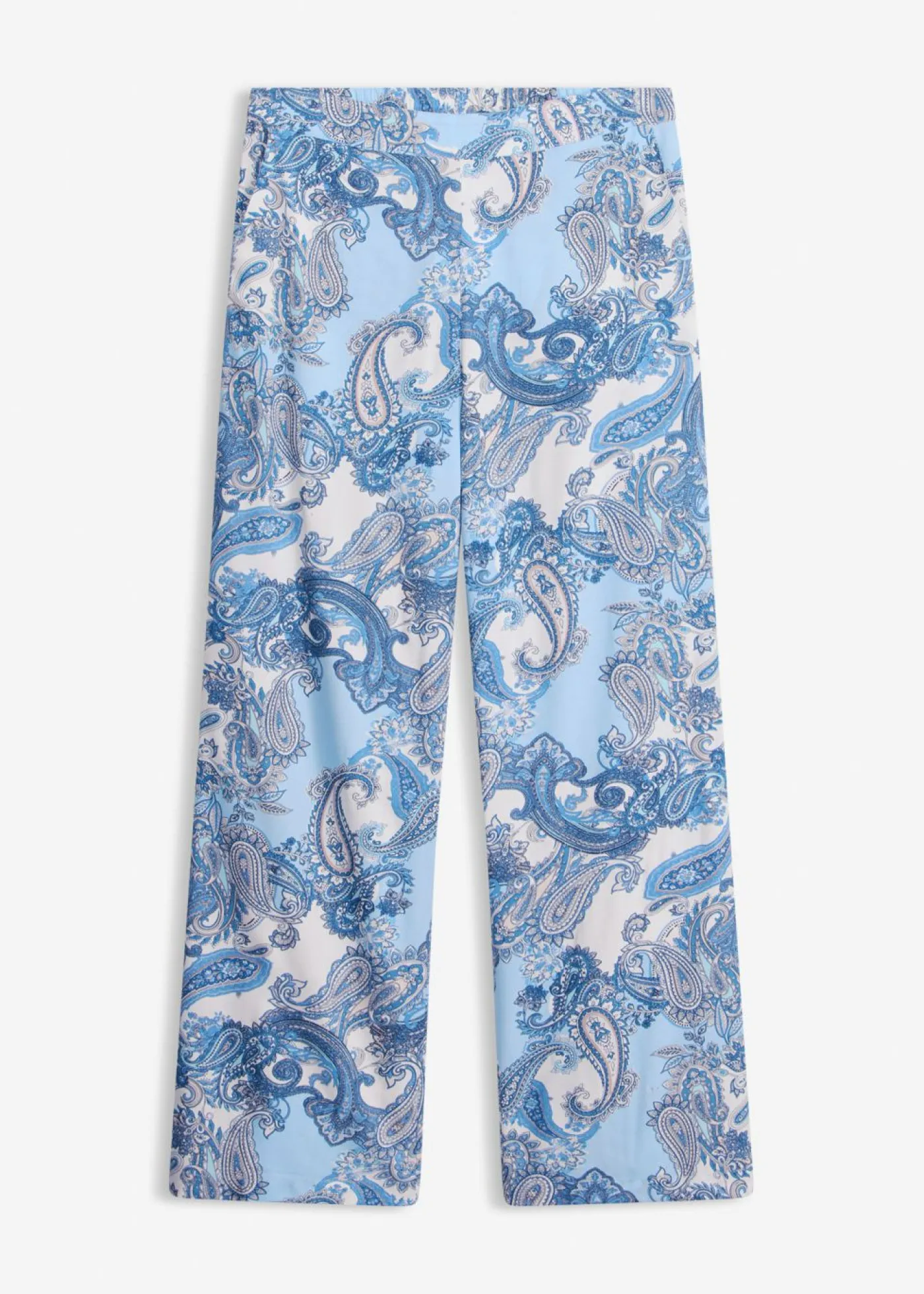 bonprix bonprix Conjuntos De Ropa|Pantalones>Pantalón estampado de viscosa fluida Blanco/azul claro con patrón paisley