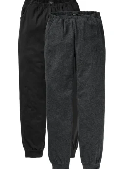 bonprix bonprix Básicos|Ropa Para Dormir>Pantalón largo de pijama (2 unidades) Antracita jaspeado-negro
