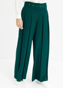 bonprix bonprix Pantalones|Tallas Pequeñas>Pantalón Marlene ancho con mezcla de viscosa fluida Verde intenso