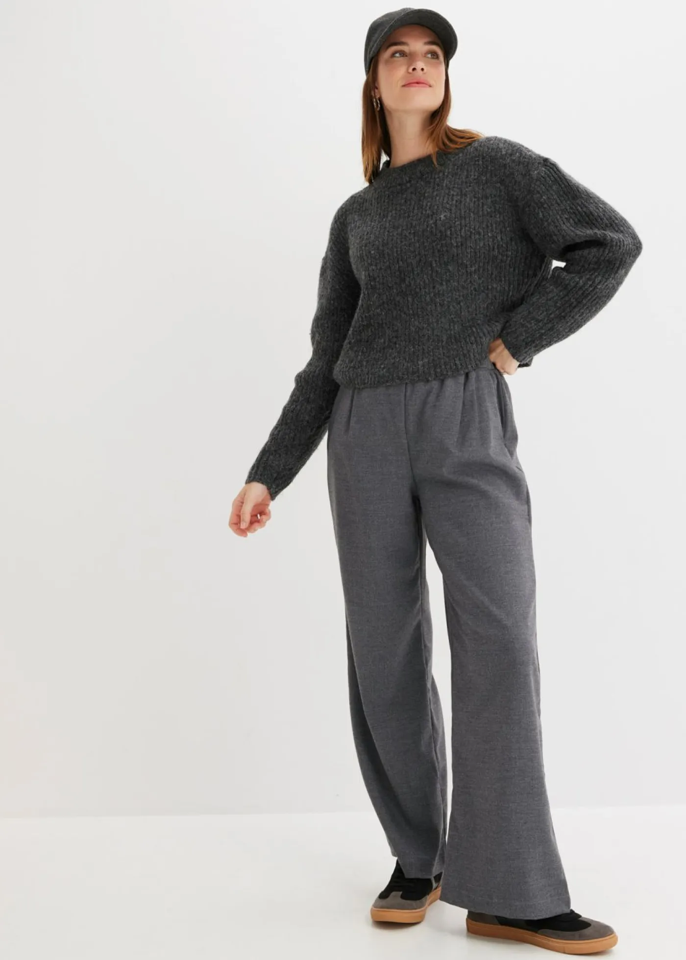 Mujer bonprix bonprix Pantalón Marlene con aspecto de lana