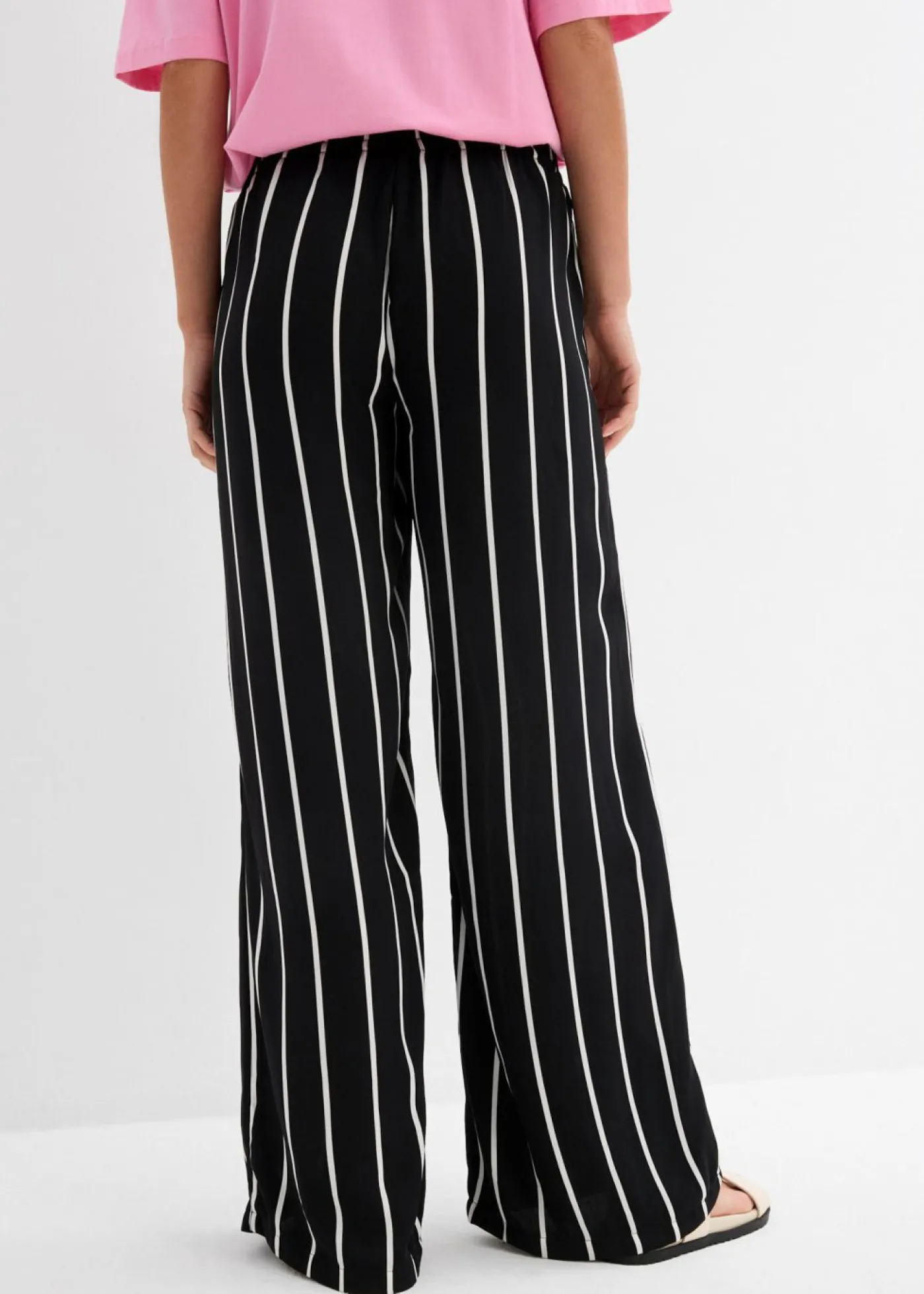 bonprix bonprix Esenciales|Pantalones>Pantalón Marlene con cintura elástica negro-blanco lana con rayas