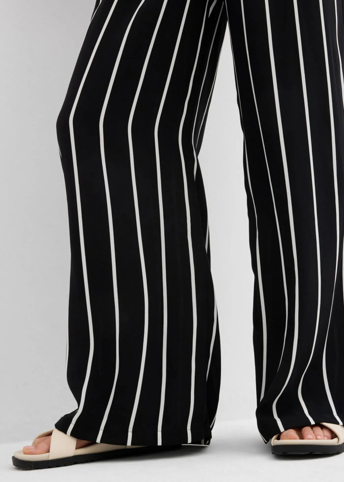 bonprix bonprix Esenciales|Pantalones>Pantalón Marlene con cintura elástica negro-blanco lana con rayas