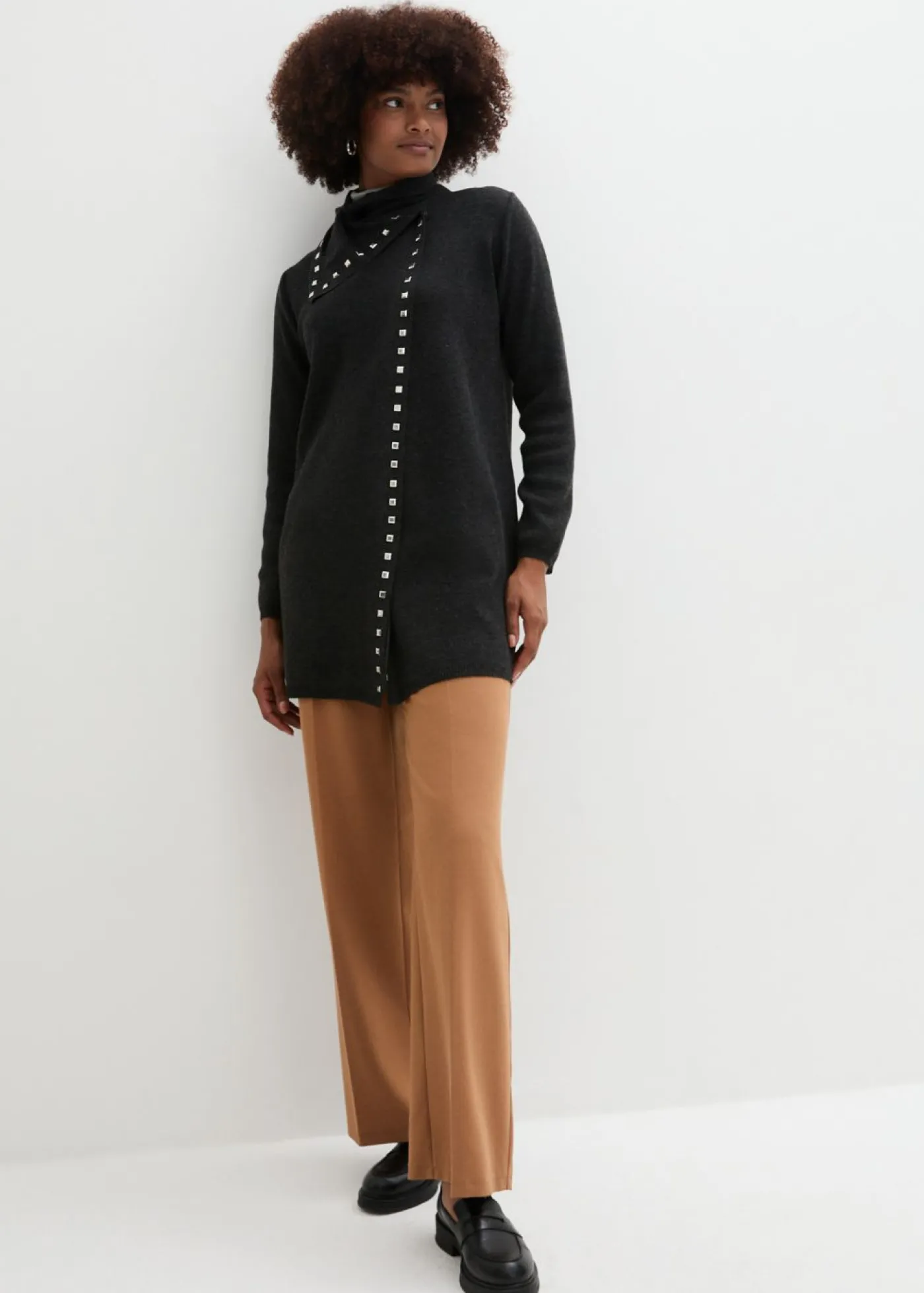 Mujer bonprix bonprix Pantalón Marlene con cinturón decorativo