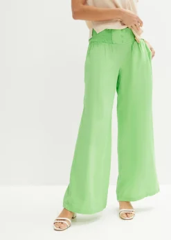 bonprix bonprix Pantalones>Pantalón Marlene de mezcla vaporosa de lino Verde apio