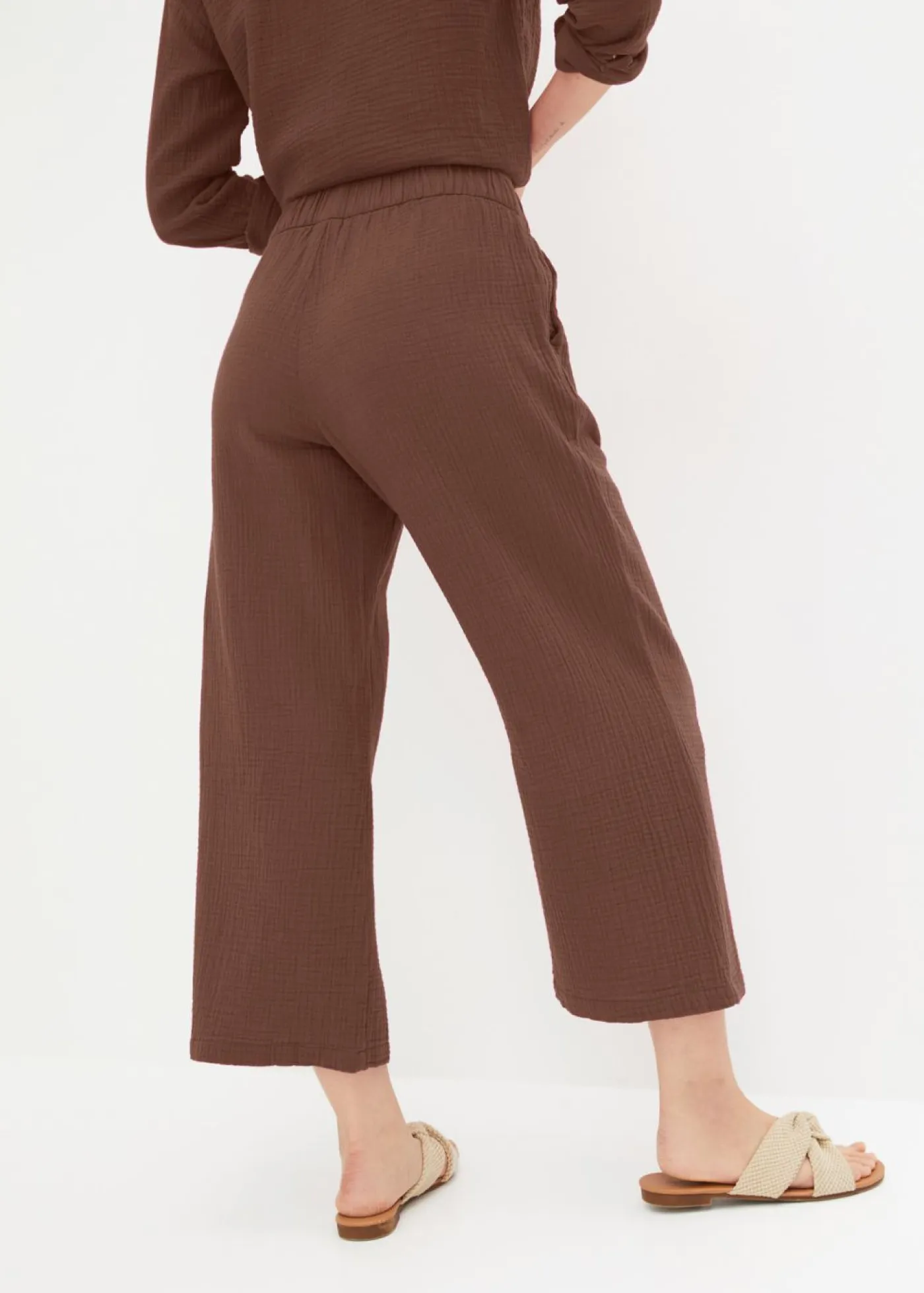 bonprix bonprix Pantalones|Novedades>Pantalón Marlene de muselina de algodón marrón