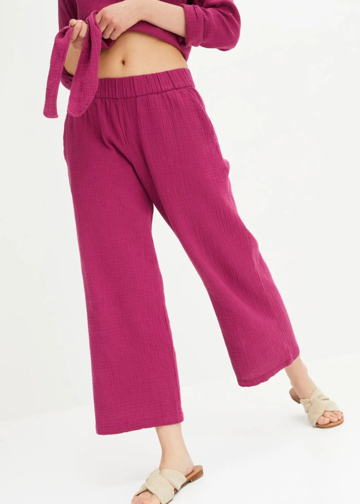 bonprix bonprix Pantalones|Novedades>Pantalón Marlene de muselina de algodón Violeta