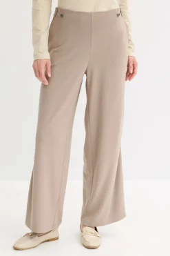 bonprix bonprix Pantalones>Pantalón Marlene de Punto di Roma con cinta de satén Marrón grisáceo