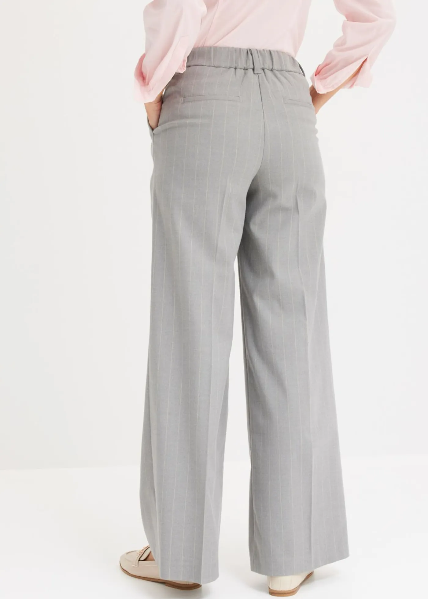 bonprix bonprix Pantalones>Pantalón Marlene de raya diplomática gris-beige con rayas