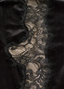 Mujer bonprix bonprix Pantalón Marlene de terciopelo suave con inserción de encaje