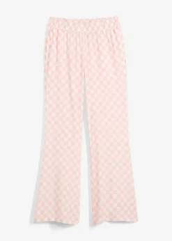 bonprix bonprix Pantalones>Pantalón Marlene de viscosa fluida con estampado de cuadros cuarzo rosa-blanco lana a cuadros
