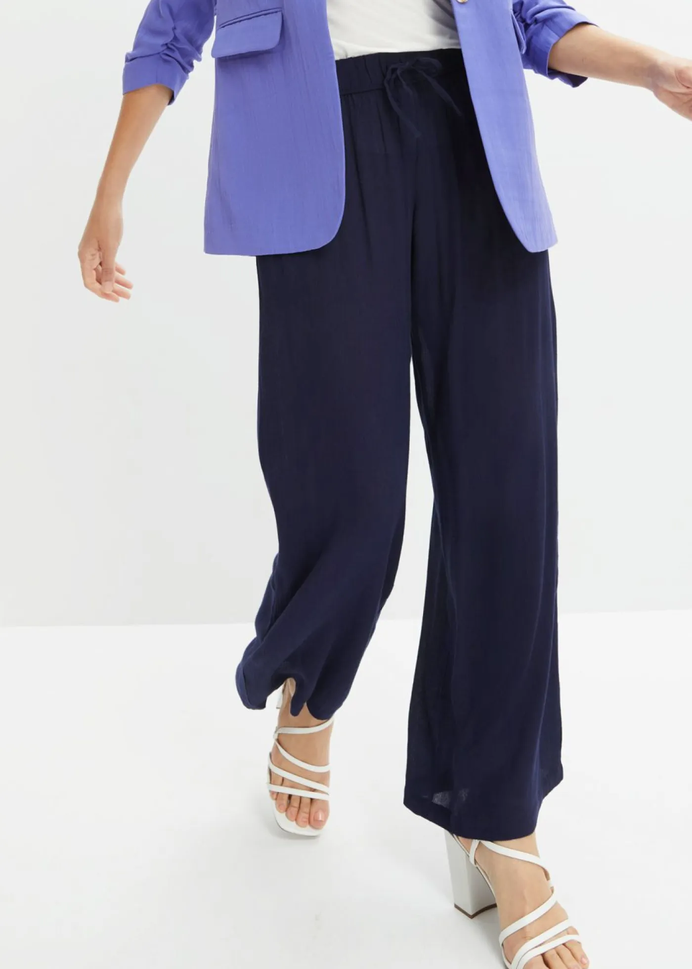 bonprix bonprix Pantalones|Novedades>Pantalón Marlene de viscosa fluida Azul marino