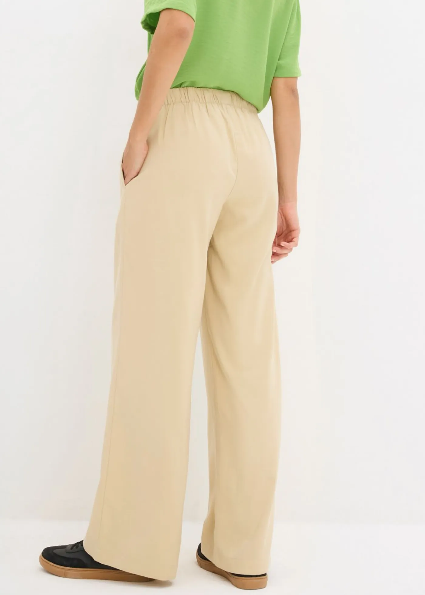 bonprix bonprix Pantalones>Pantalón Marlene de viscosa fluida Beige verdoso