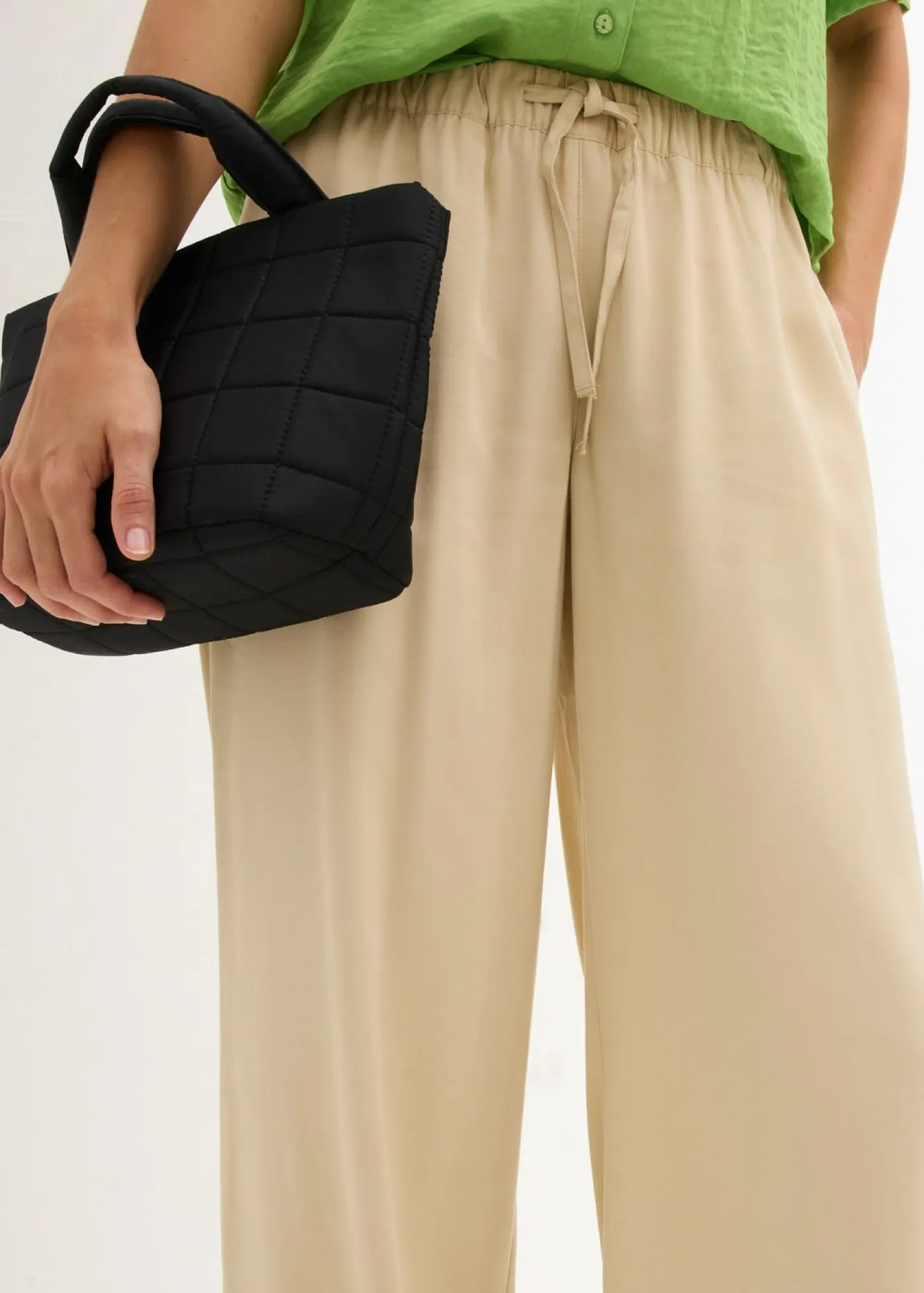 bonprix bonprix Pantalones>Pantalón Marlene de viscosa fluida Beige verdoso