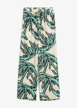 bonprix bonprix Pantalones>Pantalón Marlene de viscosa fluida azul mentol-crudo-marrón oscuro