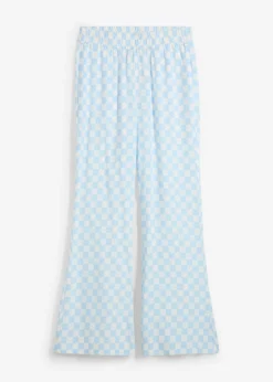 bonprix bonprix Pantalones>Pantalón Marlene de viscosa fluida con estampado de cuadros azul hielo-blanco lana a cuadros