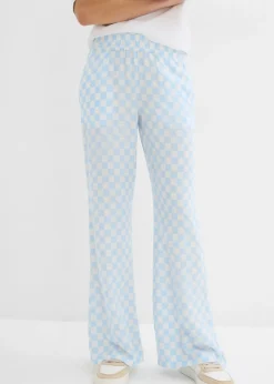bonprix bonprix Pantalones>Pantalón Marlene de viscosa fluida con estampado de cuadros azul hielo-blanco lana a cuadros