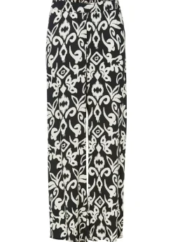 bonprix bonprix Pantalones|Tallas Pequeñas>Pantalón Marlene estampado de viscosa fluida Negro-crema