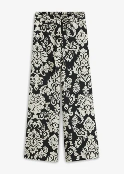 bonprix bonprix Pantalones>Pantalón palazzo Negro-gris guijarro