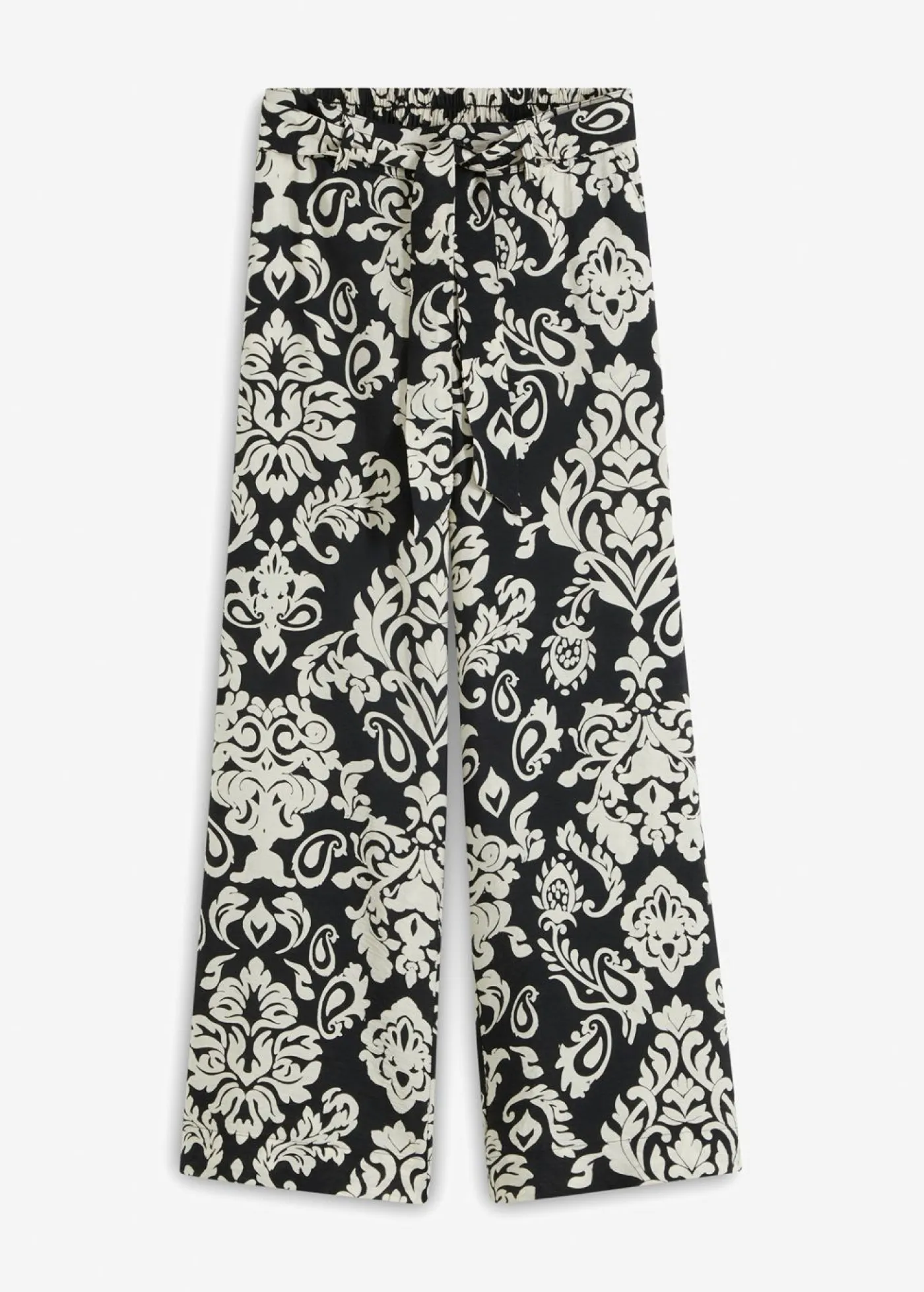 bonprix bonprix Pantalones>Pantalón palazzo Negro-gris guijarro