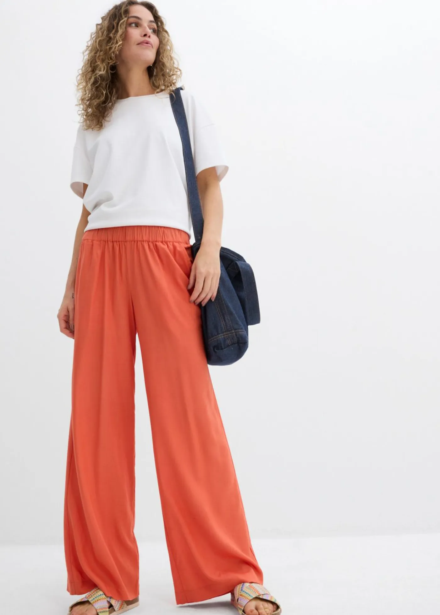 bonprix bonprix Pantalones>Pantalón palazzo ancho con cintura cómoda Cayena