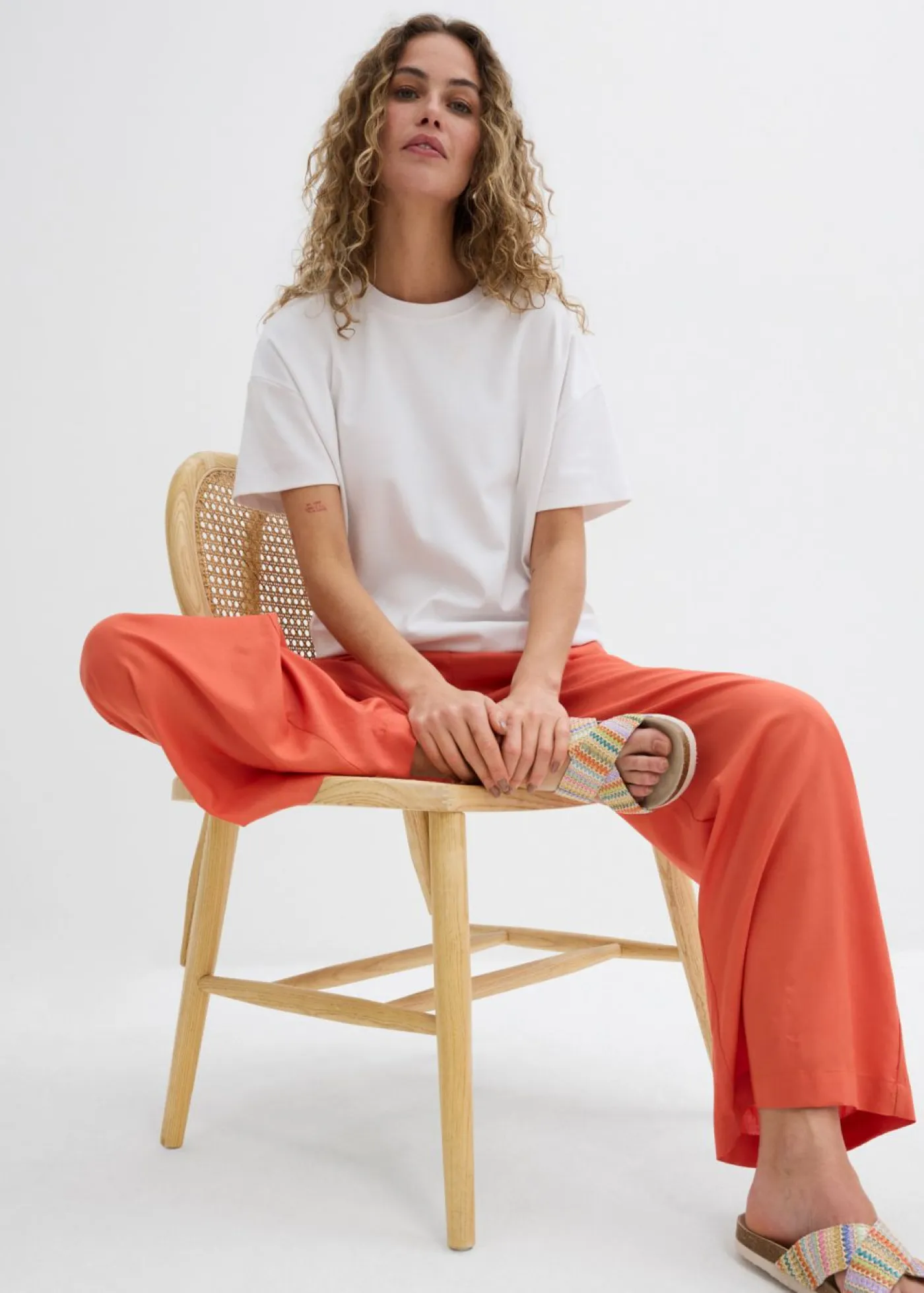 bonprix bonprix Pantalones>Pantalón palazzo ancho con cintura cómoda Cayena