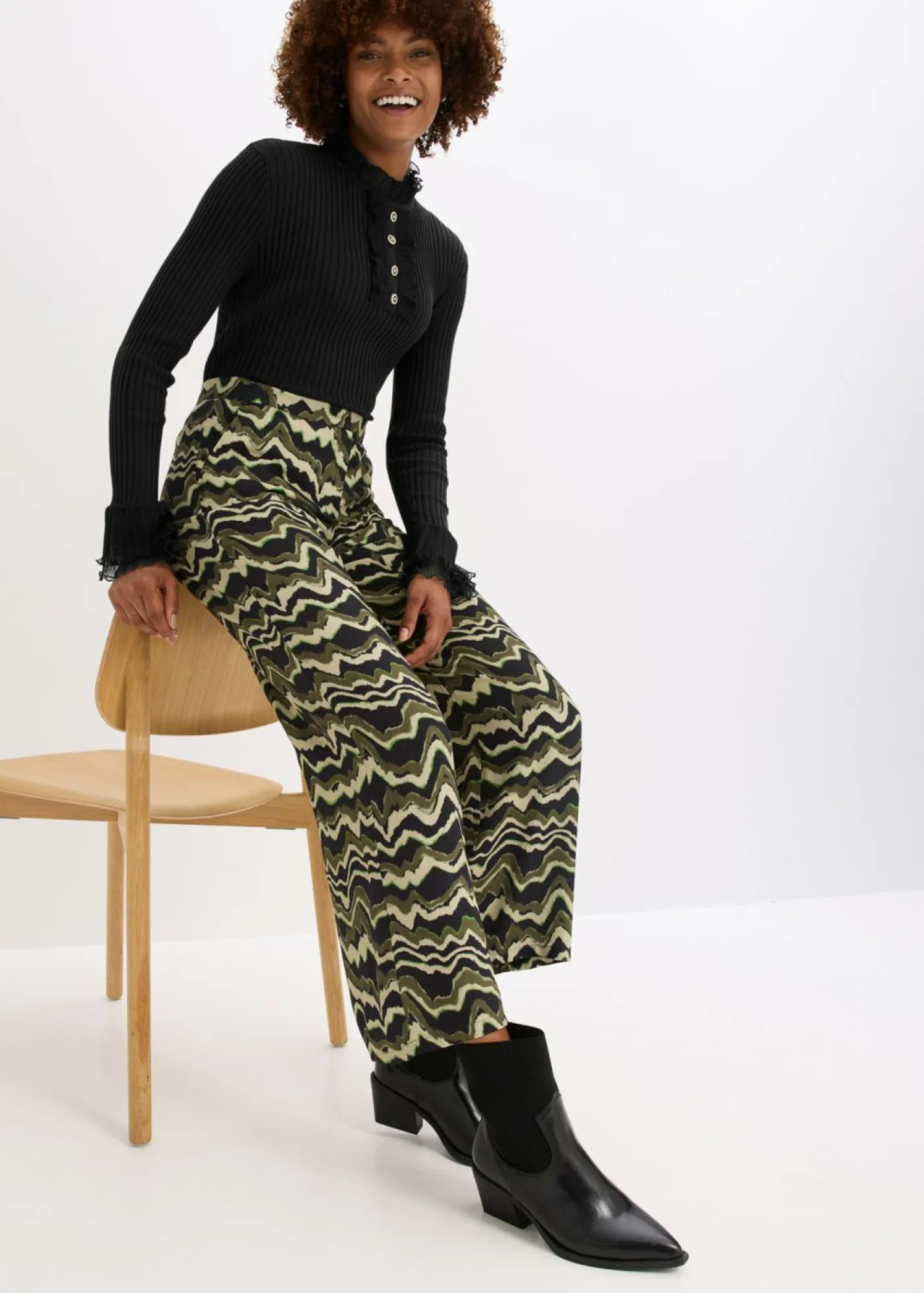 Mujer bonprix bonprix Pantalón palazzo de crepé de viscosa