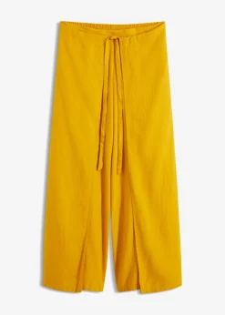 bonprix bonprix Pantalones>Pantalón palazzo de mezcla de lino Oro ocre