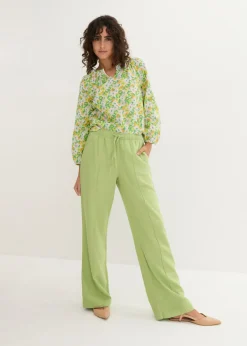 Mujer bonprix bonprix Pantalón palazzo de mezcla ligera de viscosa y lino