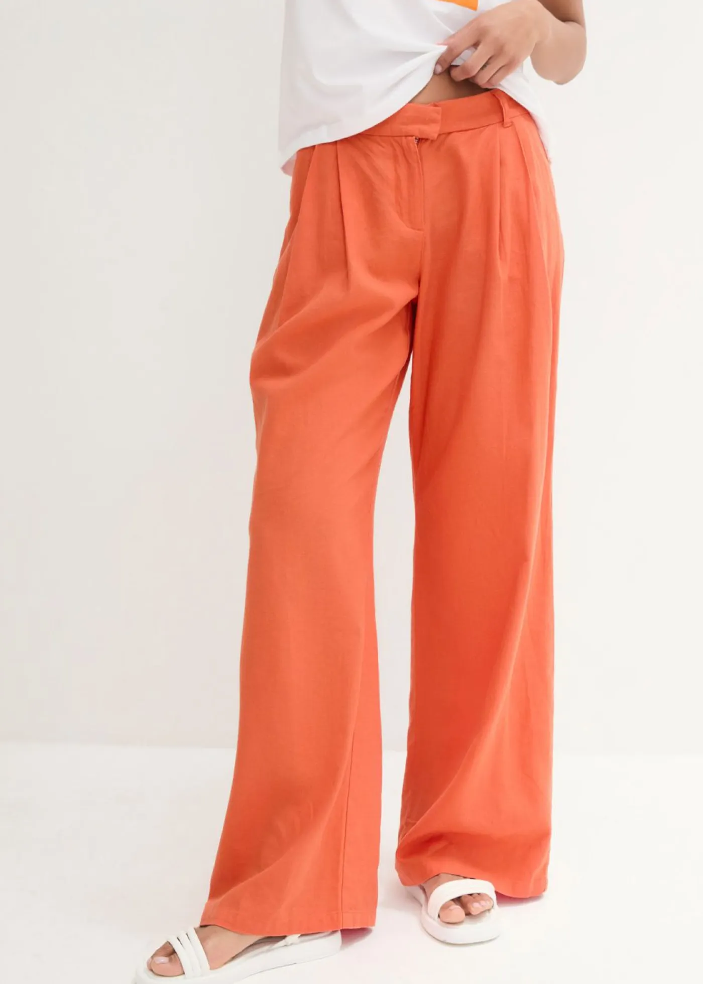 Mujer bonprix bonprix Pantalón palazzo de mezcla ligera de viscosa y lino