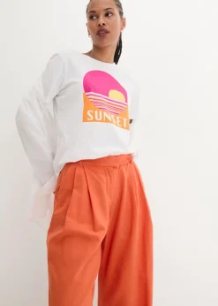 Mujer bonprix bonprix Pantalón palazzo de mezcla ligera de viscosa y lino